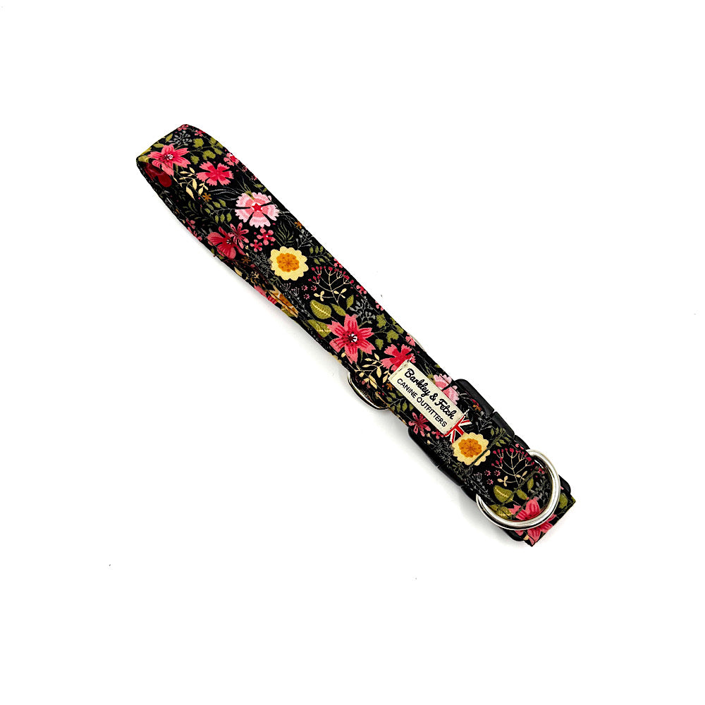 Black Ditsy Floral Print Dog Collar