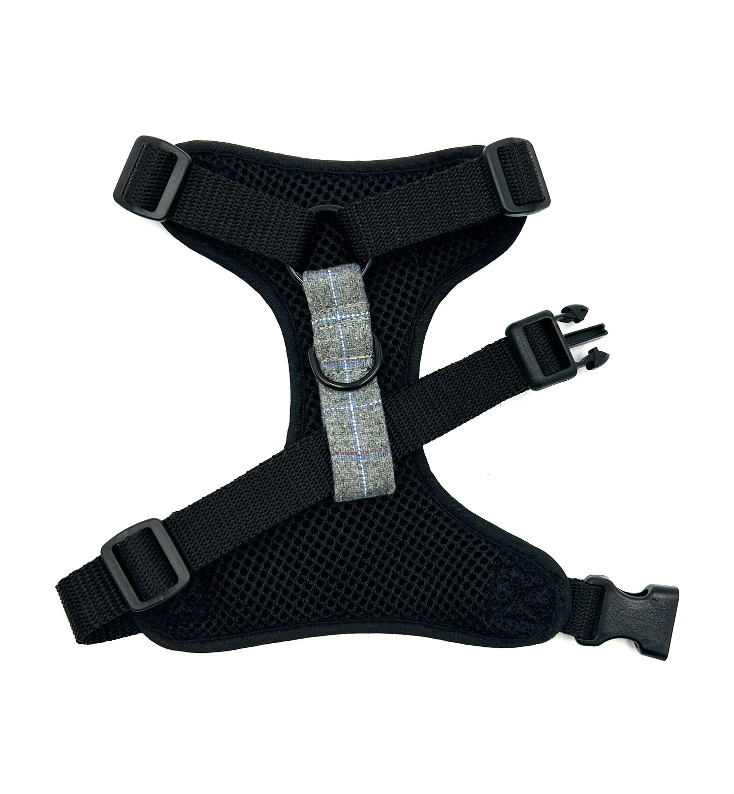 Grey Windowpane Check Dog Harness