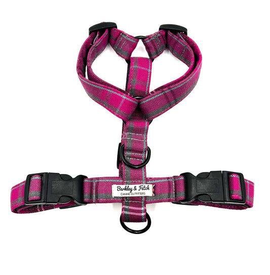 Pink & Grey Tartan Strap Harness