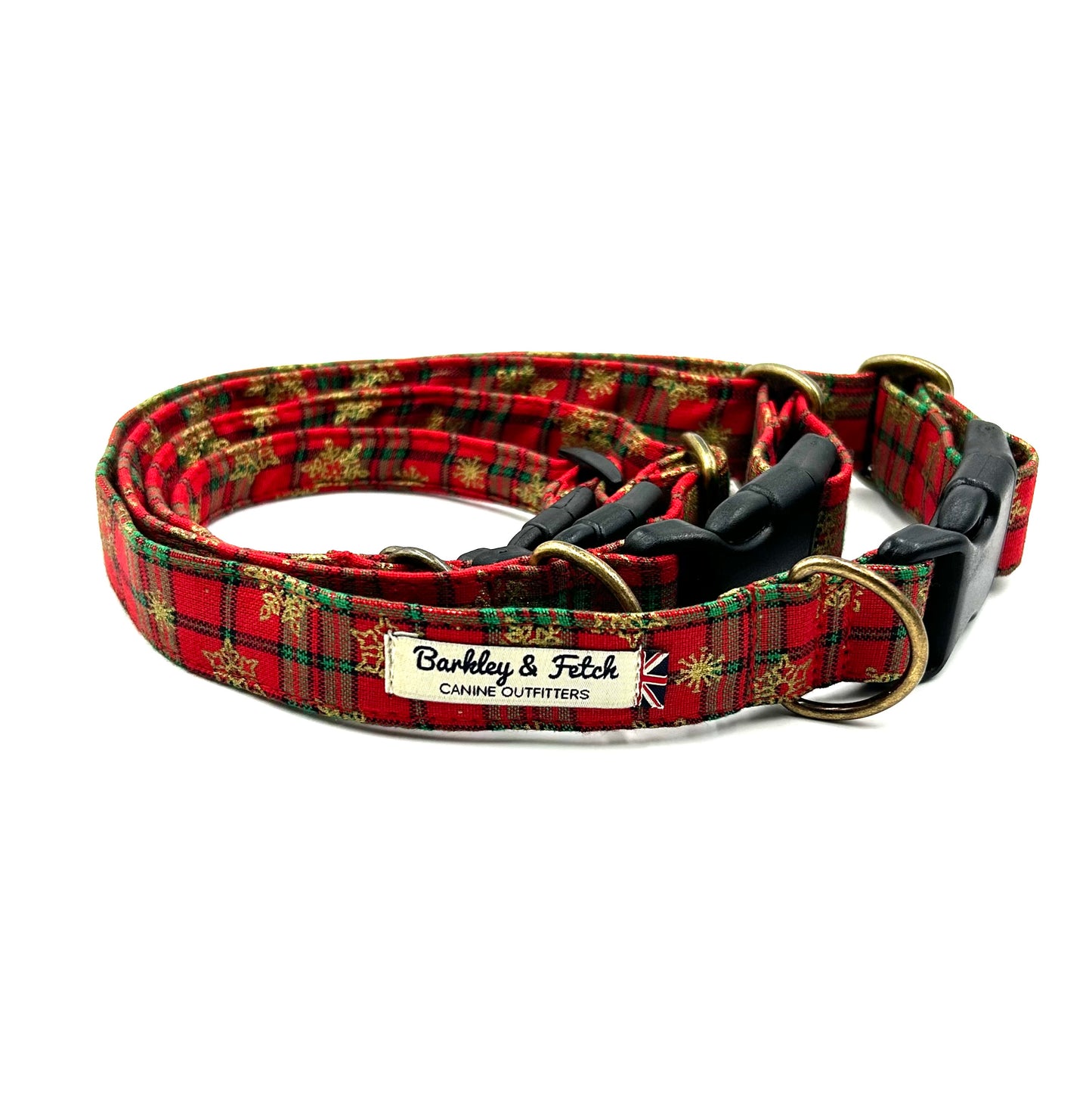Christmas Snow Tartan Dog Collar