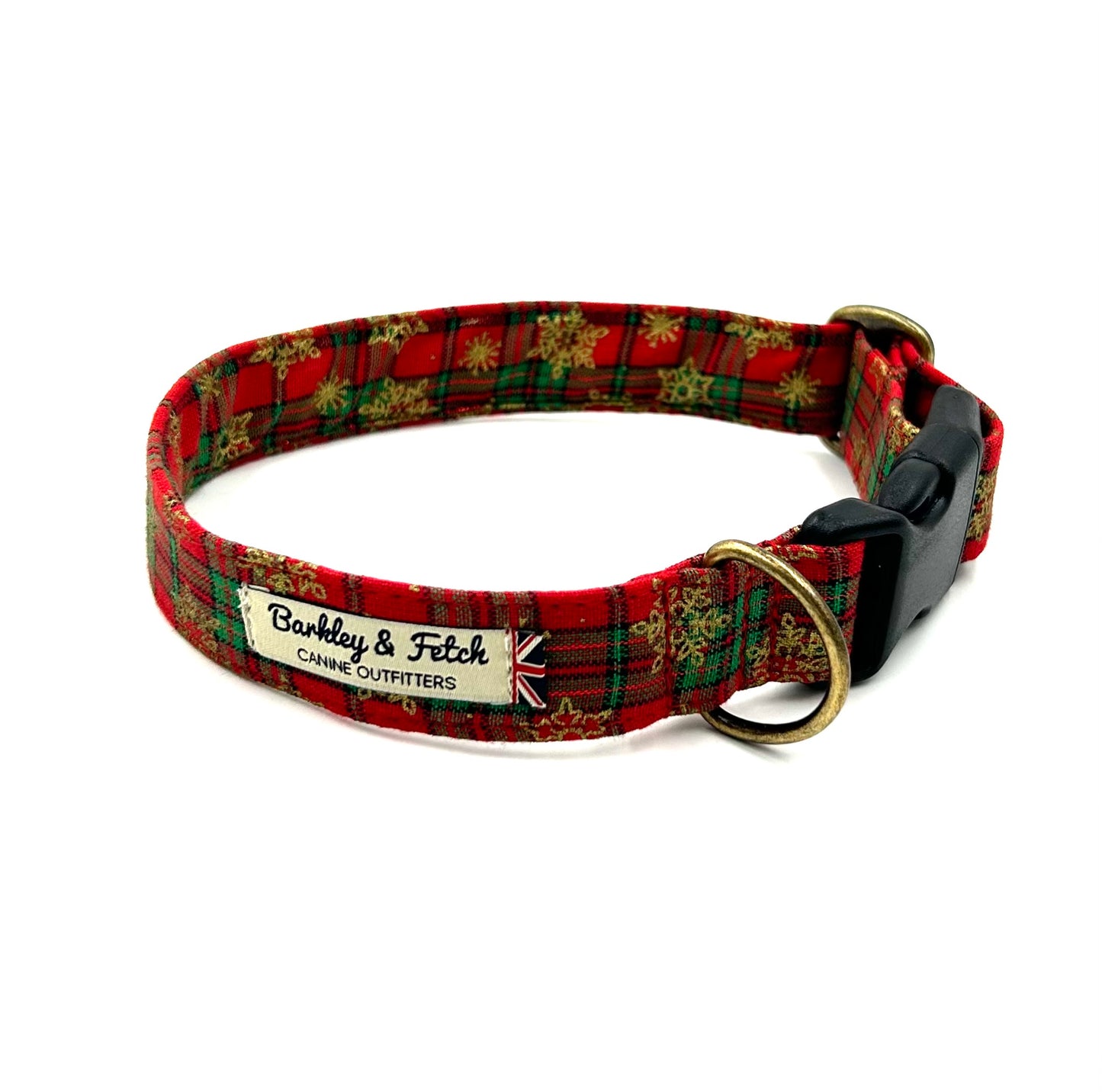 Christmas Snow Tartan Dog Collar