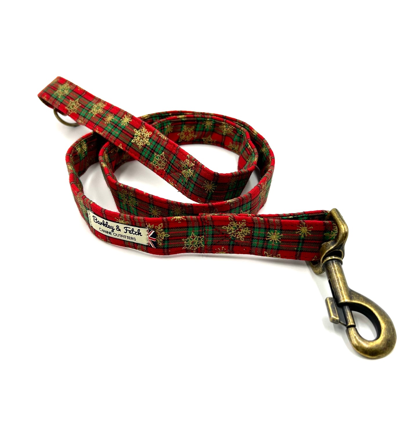 Christmas Snow Tartan Dog Lead