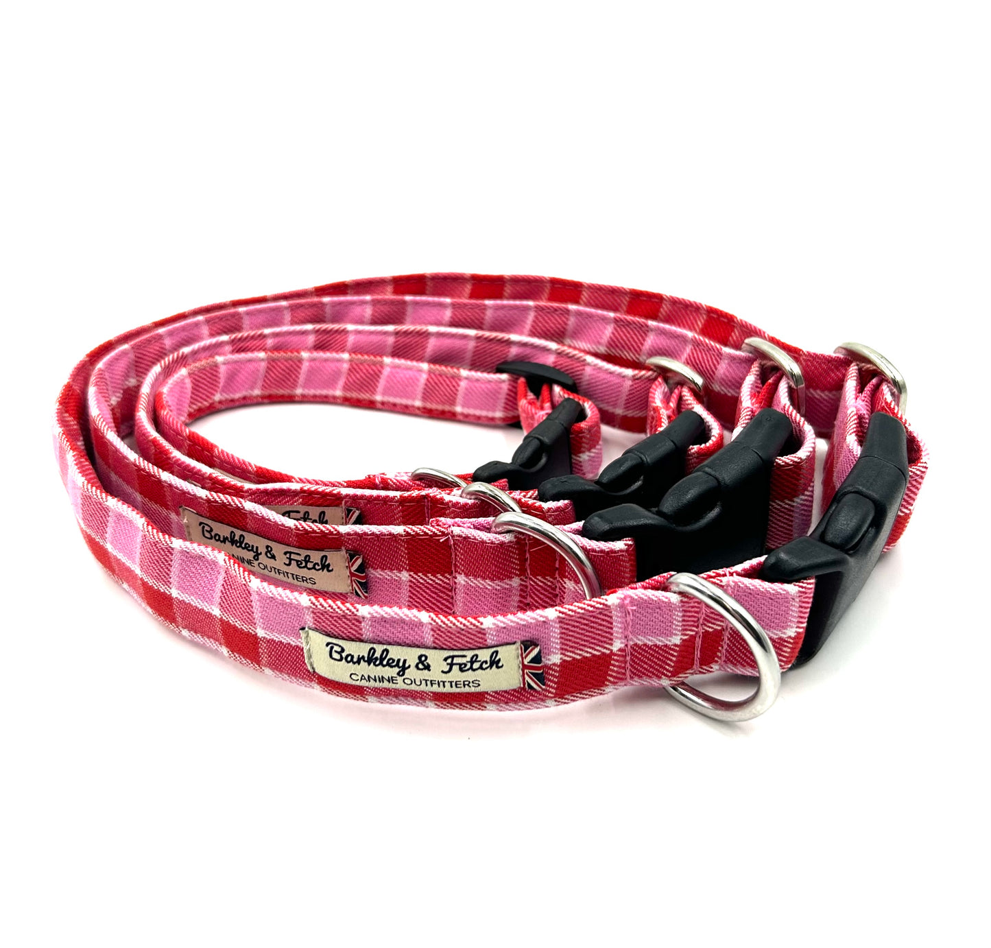 Pink Red Tartan Dog Collar