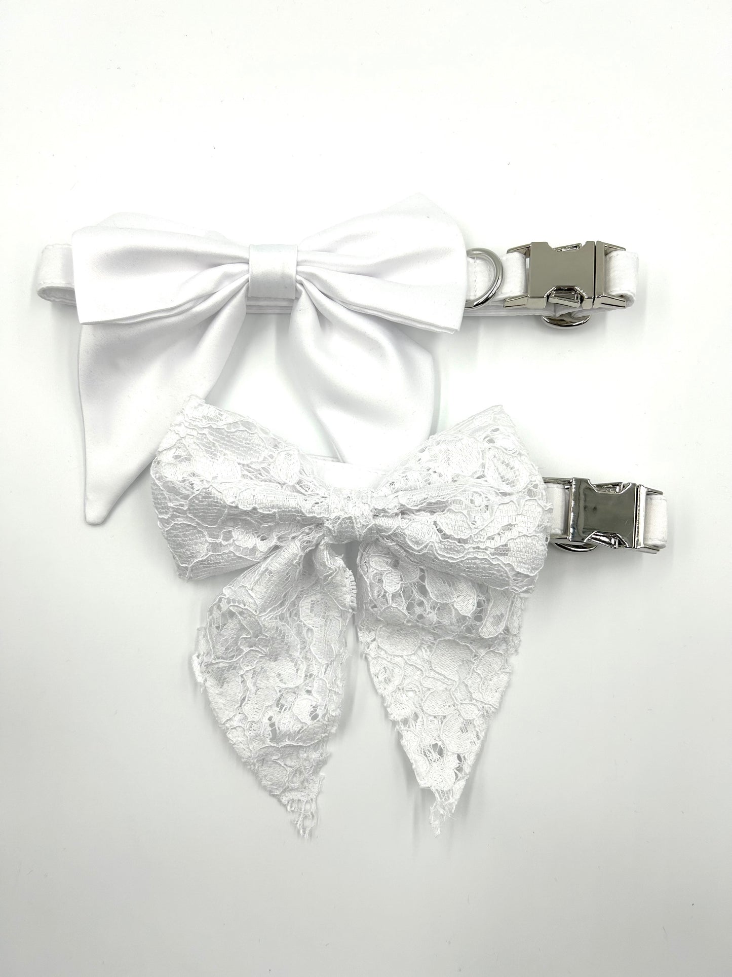 White Satin Wedding Dog Collar