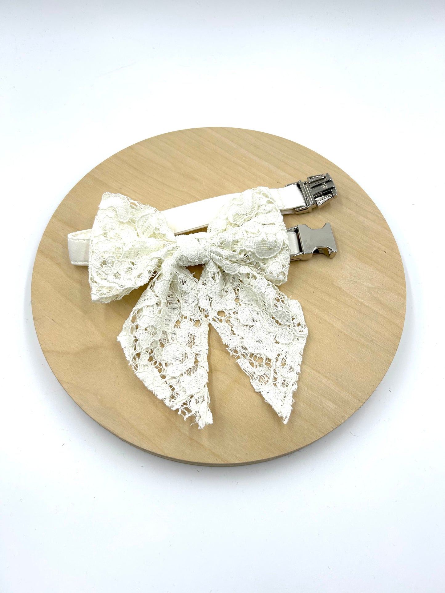 Ivory Lace Wedding Dog Sailor Bow