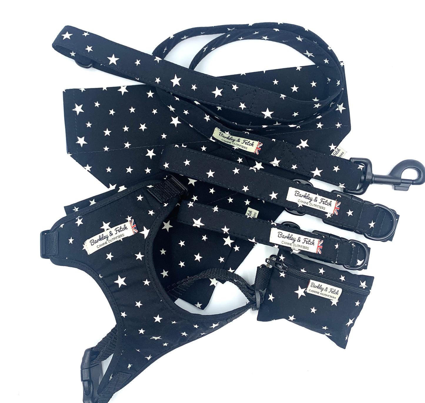 Black Star Print Dog Bow