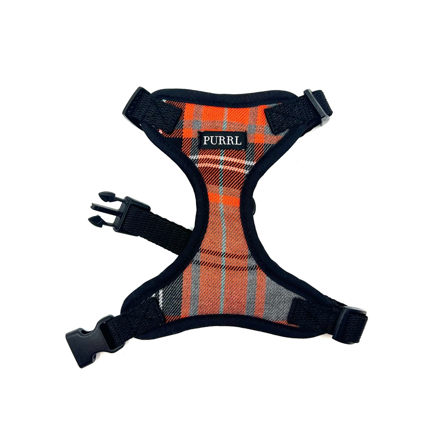 Orange/Grey Tartan Cat Harness and Lead