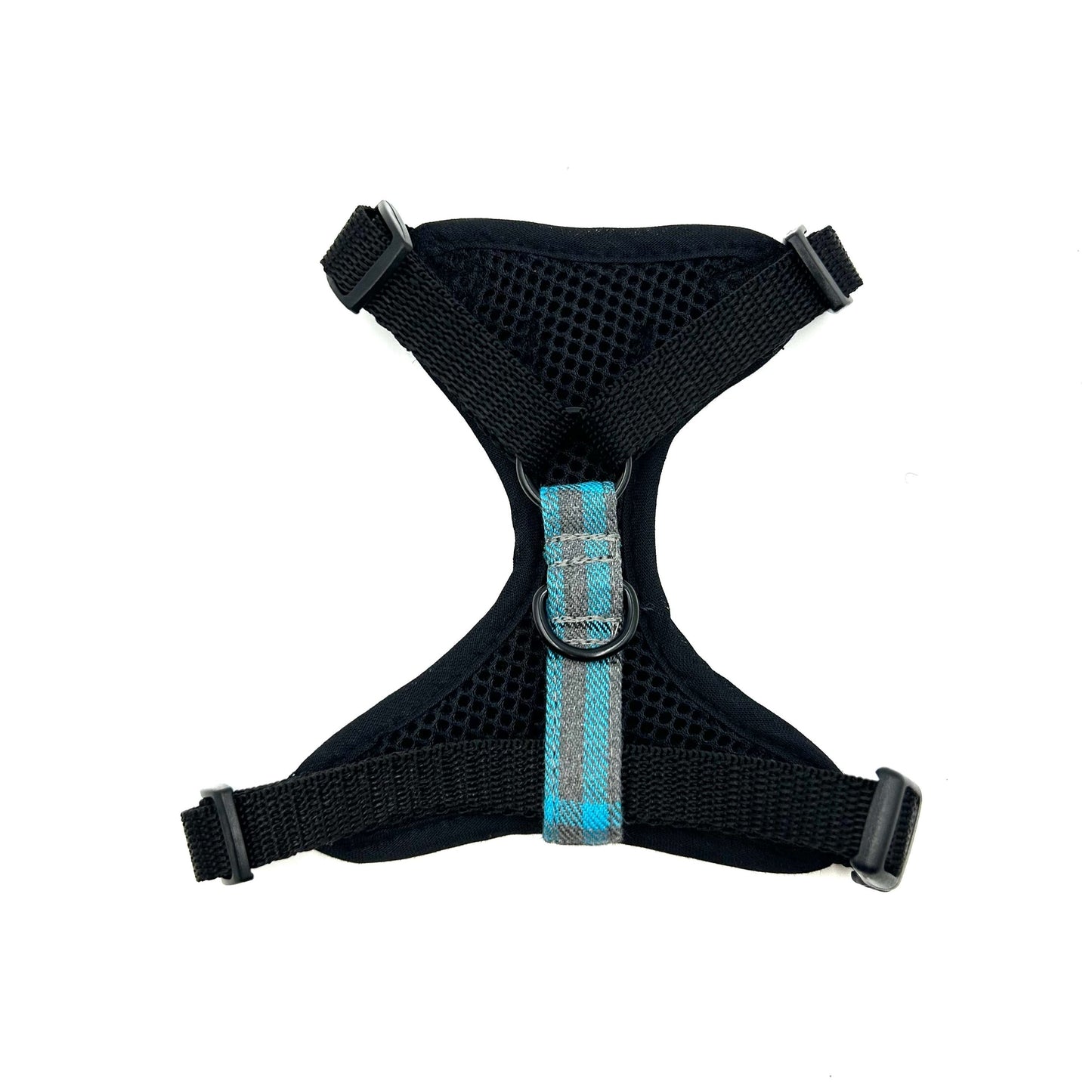 Turquoise/Grey Tartan Cat Harness and Lead