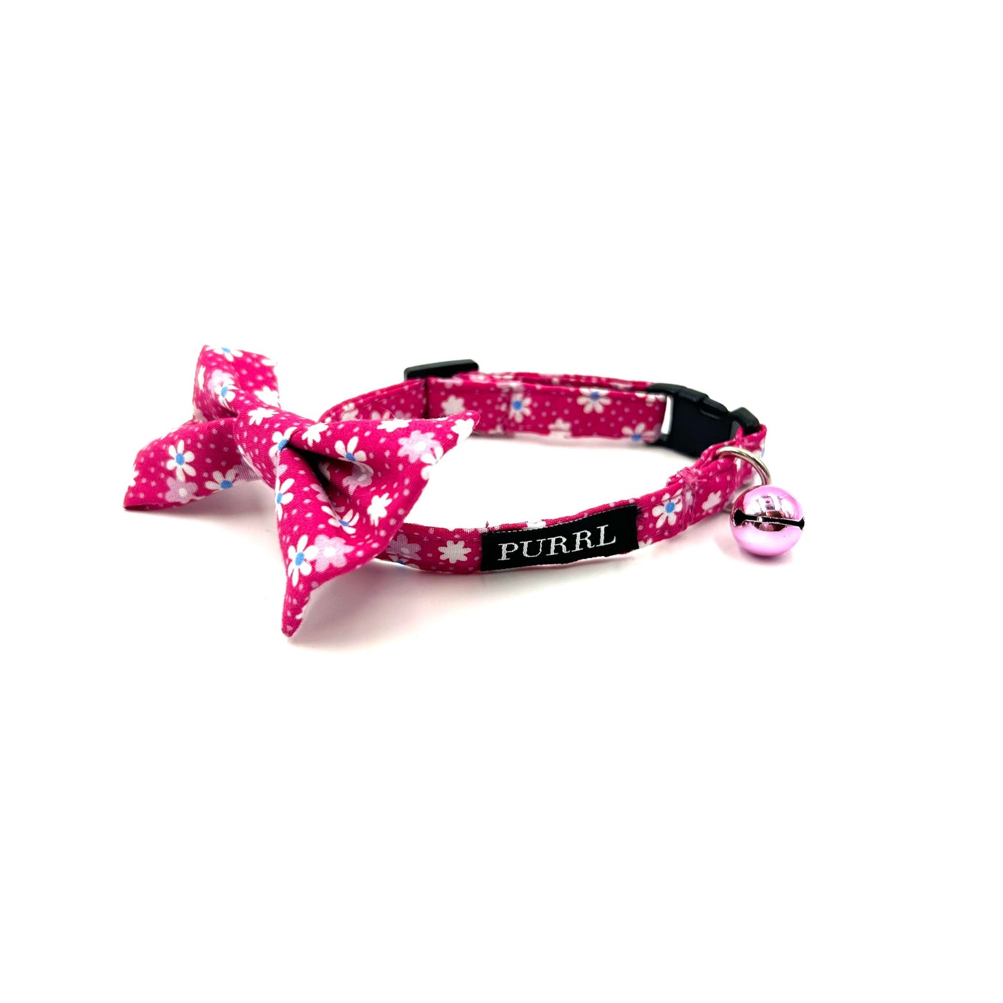 Hot Pink Floral Cat Collar and accessories