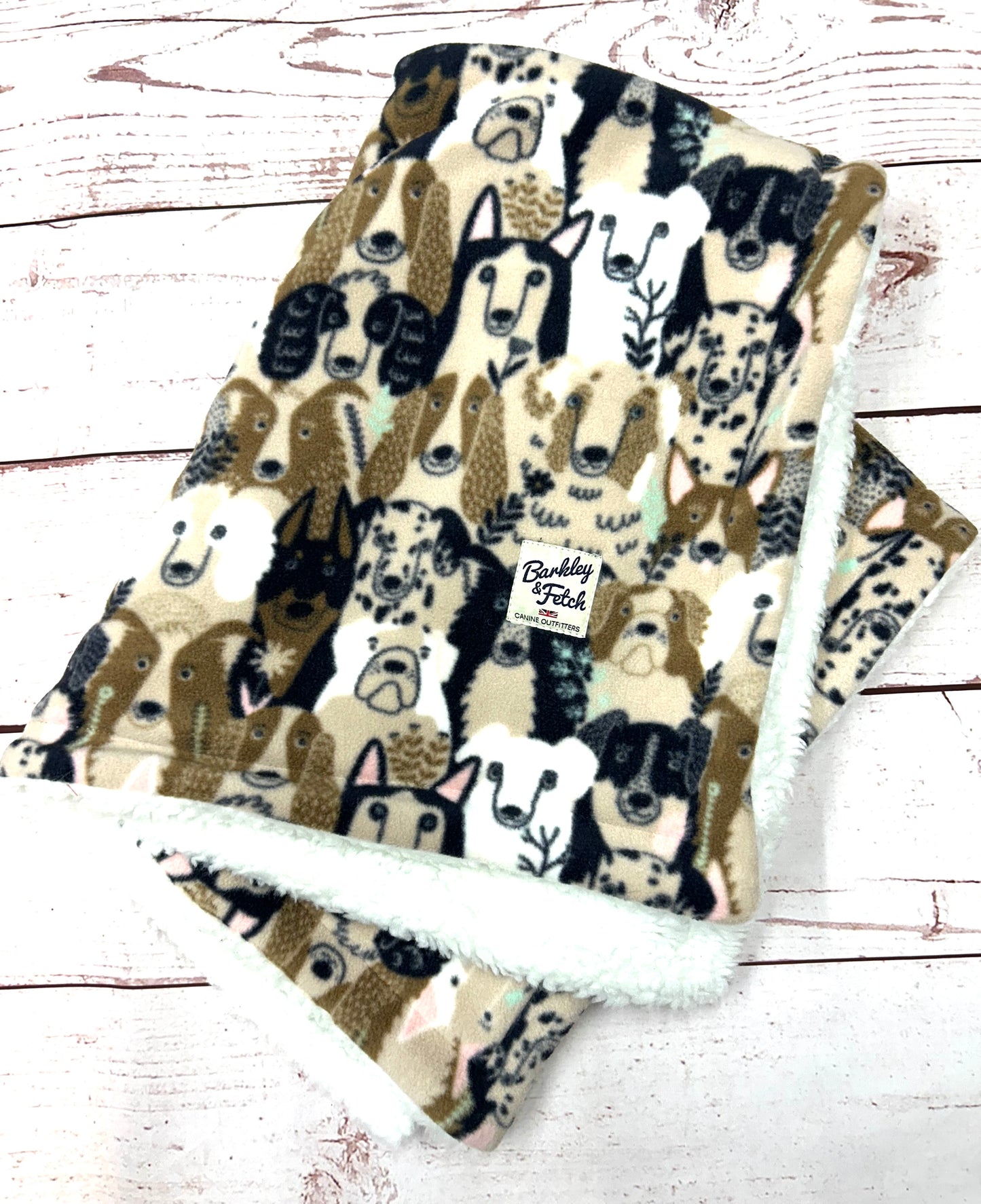 Doggie Print Fleece Dog Blanket