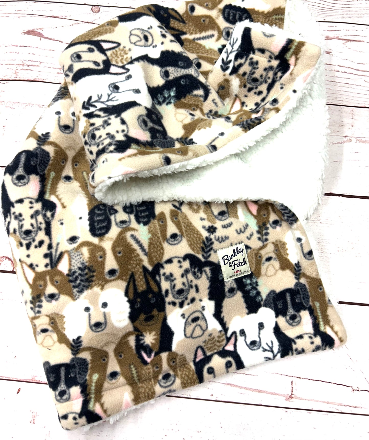 Doggie Print Fleece Dog Blanket