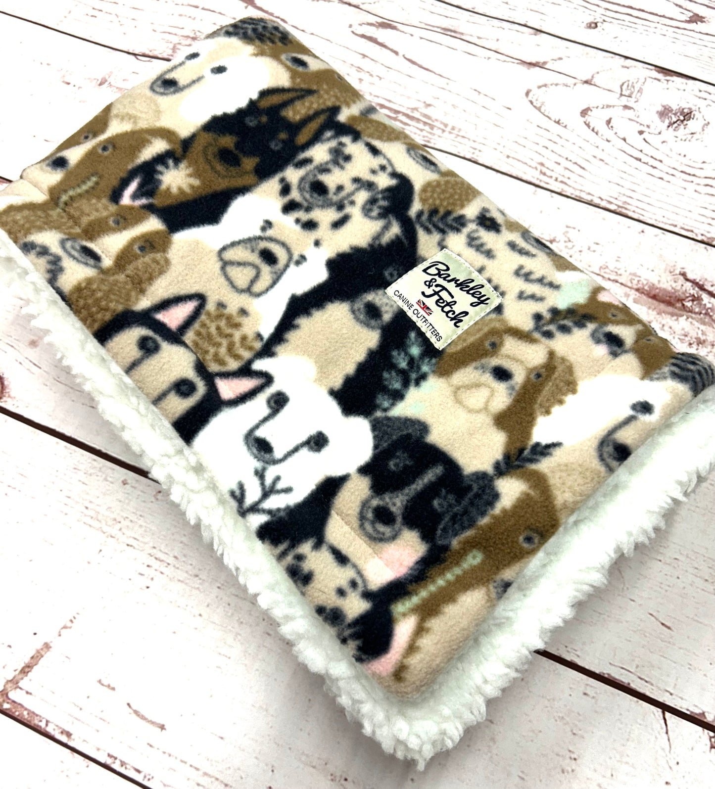 Doggie Print Fleece Dog Blanket