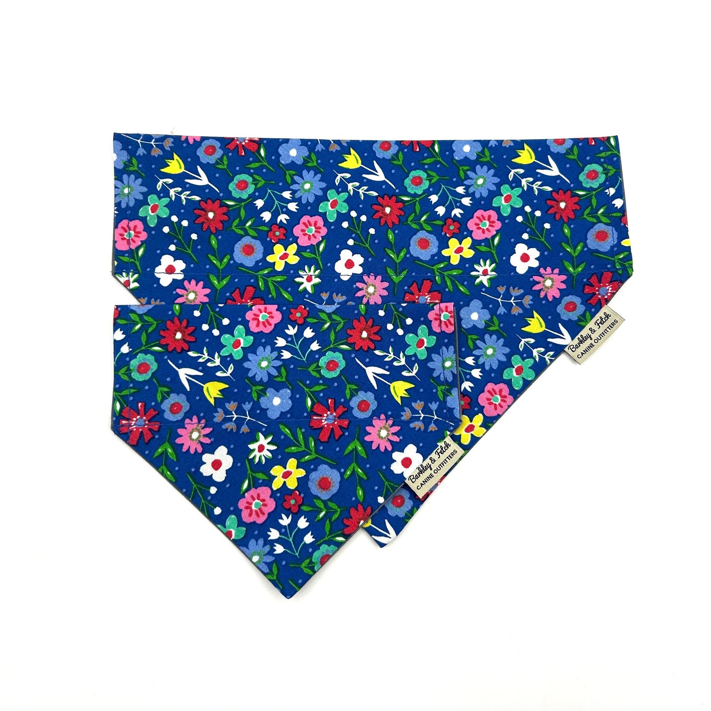 Cobalt Blue Floral Print Dog Bandana
