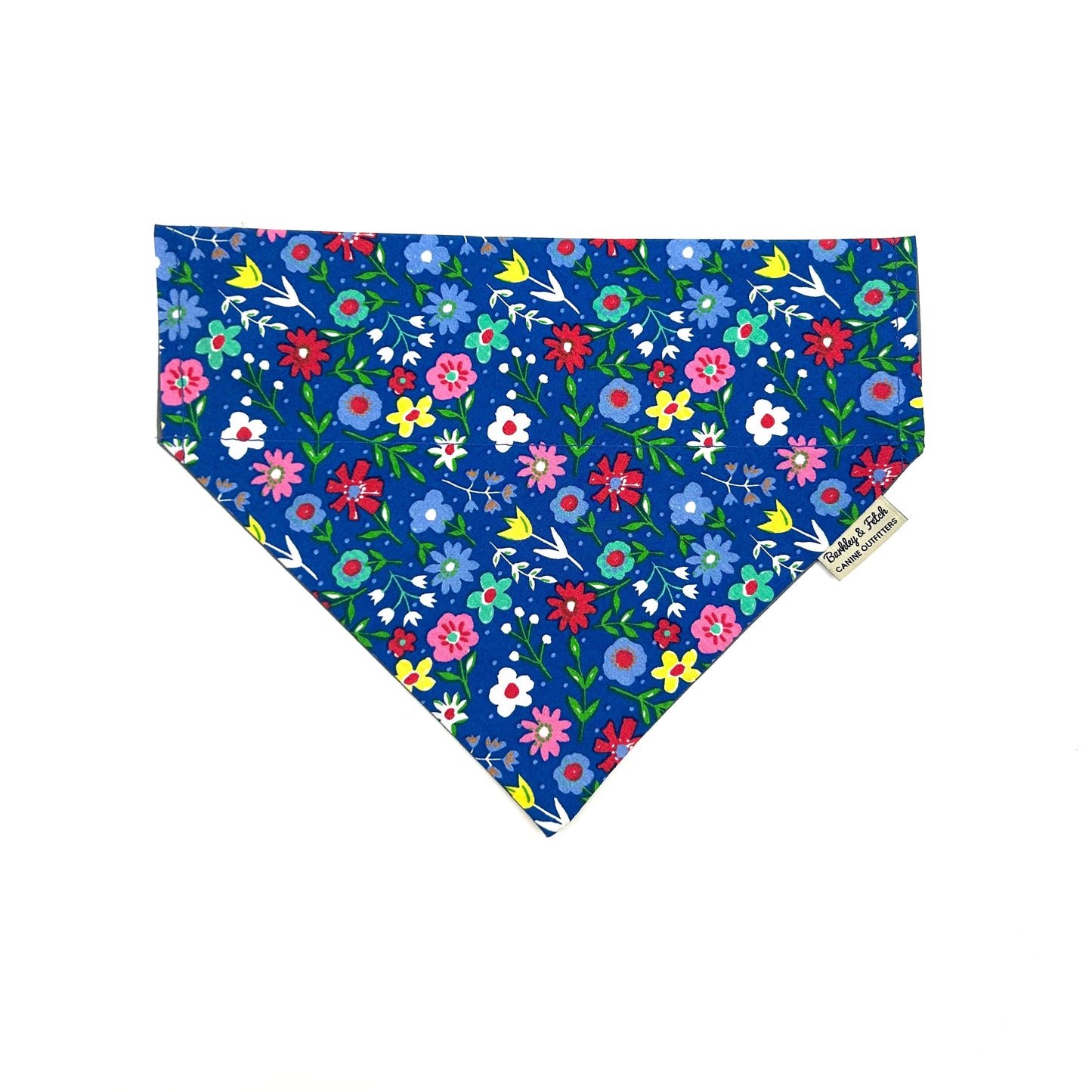 Cobalt Blue Floral Print Dog Bandana