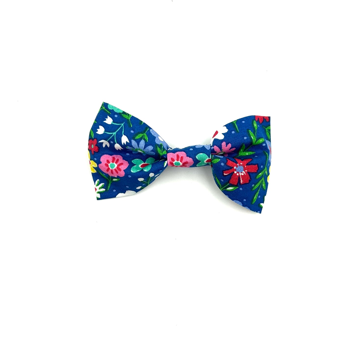 Cobalt Blue Floral Print Dog Bow