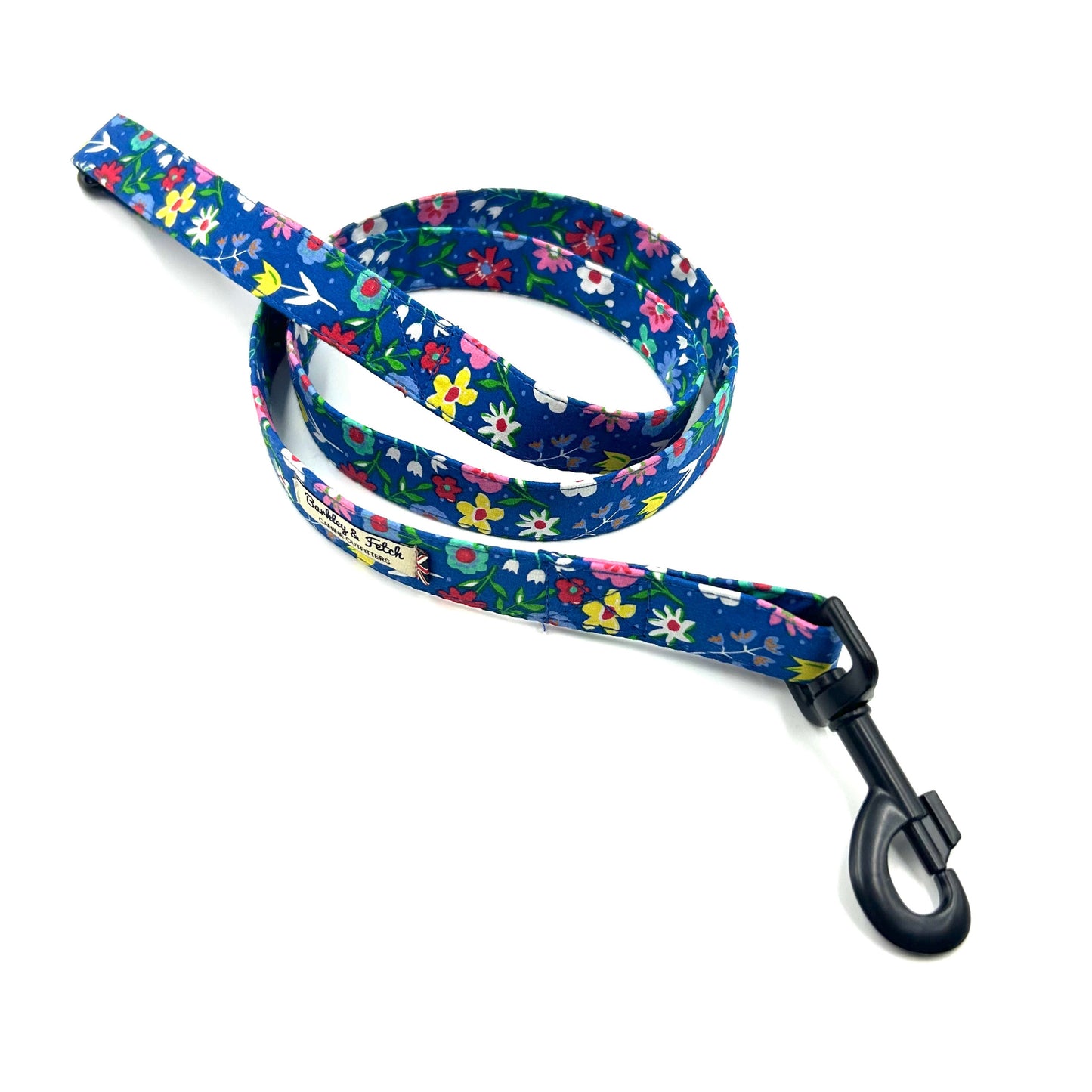 Cobalt Blue Floral Print Dog Lead