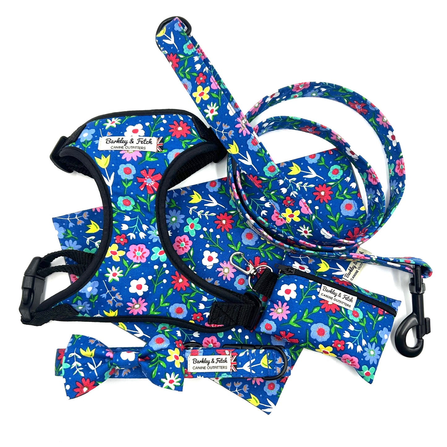 Cobalt Blue Floral Print Dog Bandana