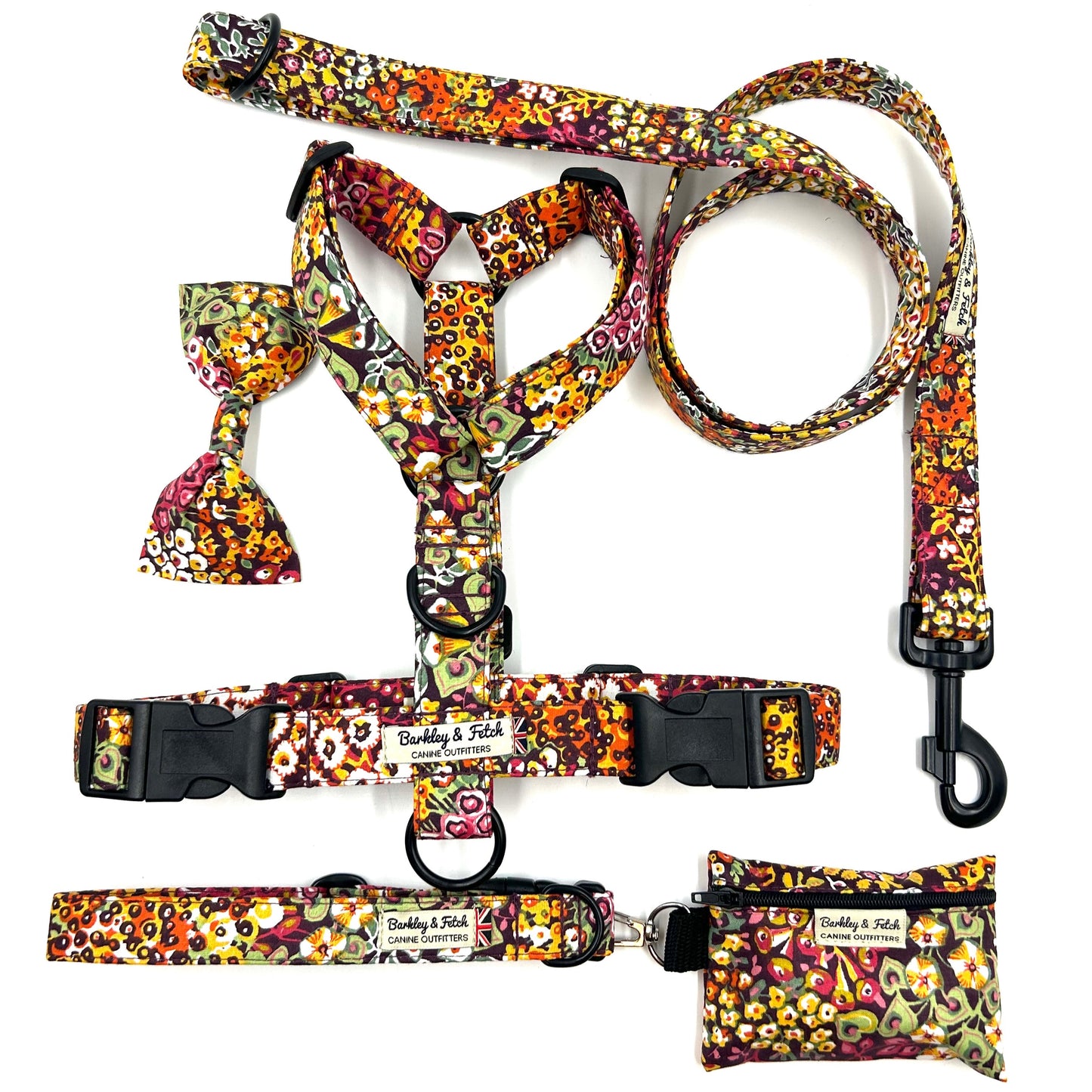 Orange Ditsy Floral Print Strap Harness