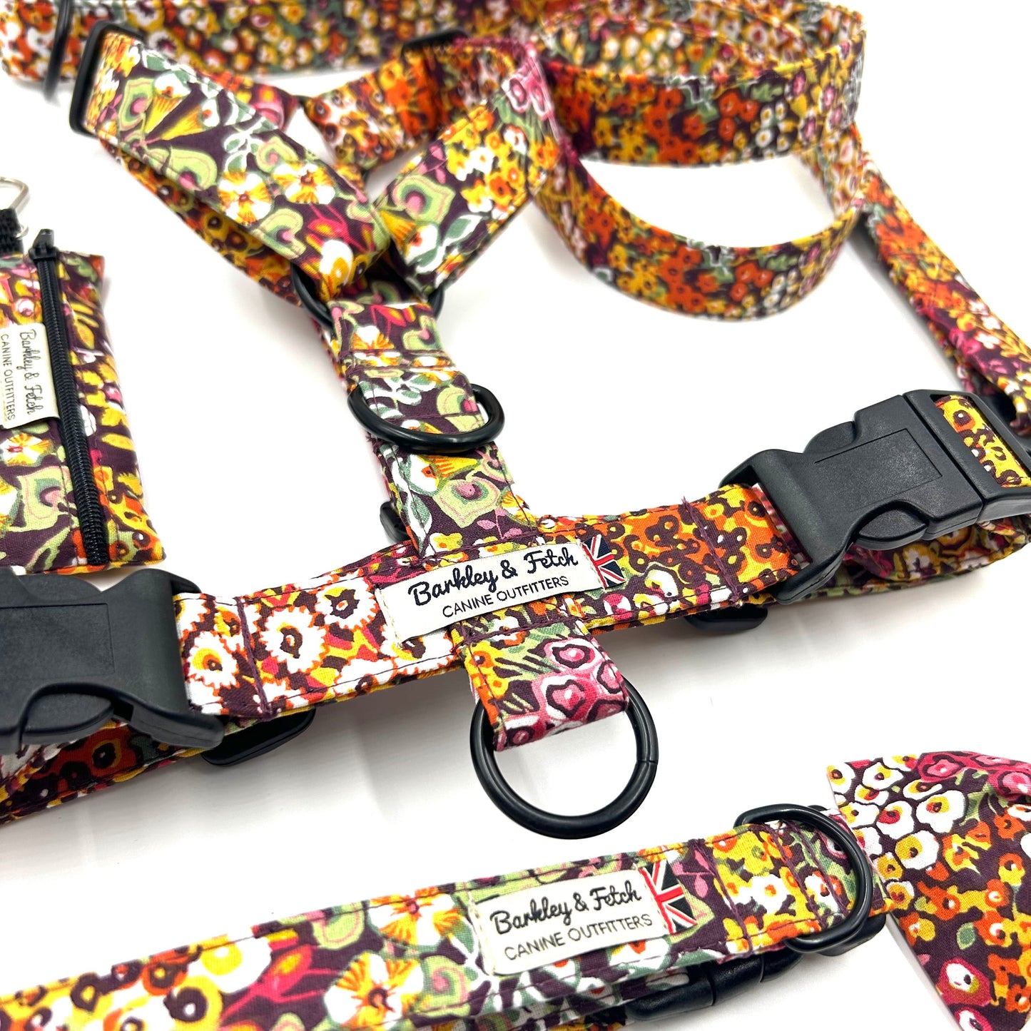 Orange Ditsy Floral Print Strap Harness