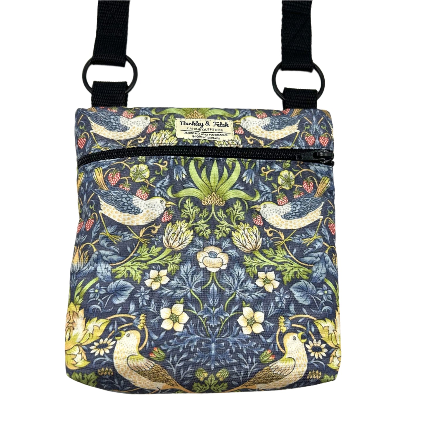 Navy Strawberry Thief Dog Walk and Treat Bag