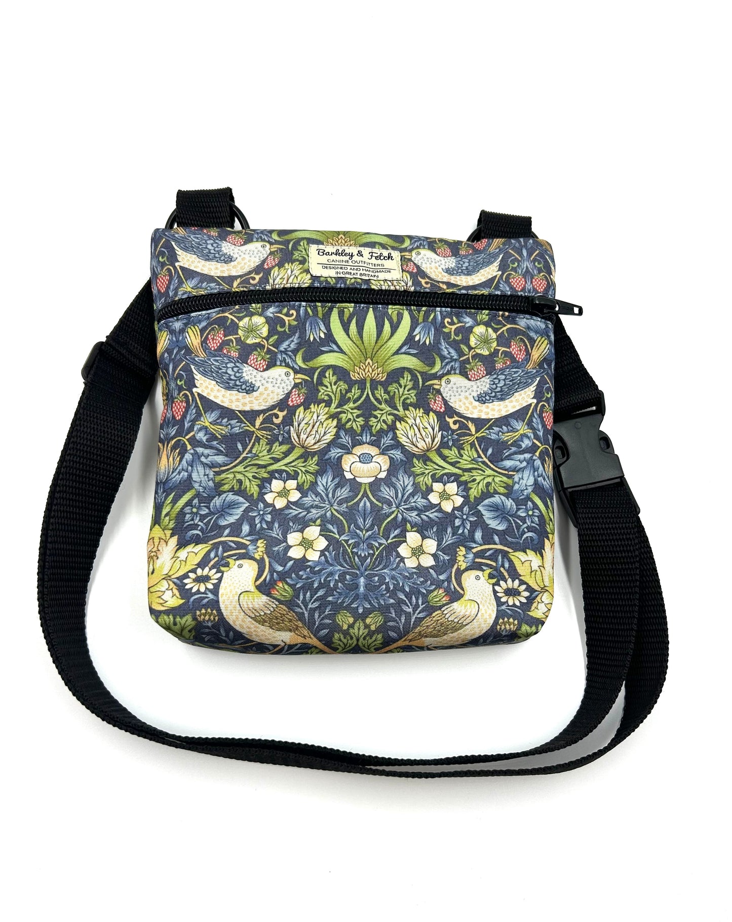 Navy Strawberry Thief Dog Walk and Treat Bag