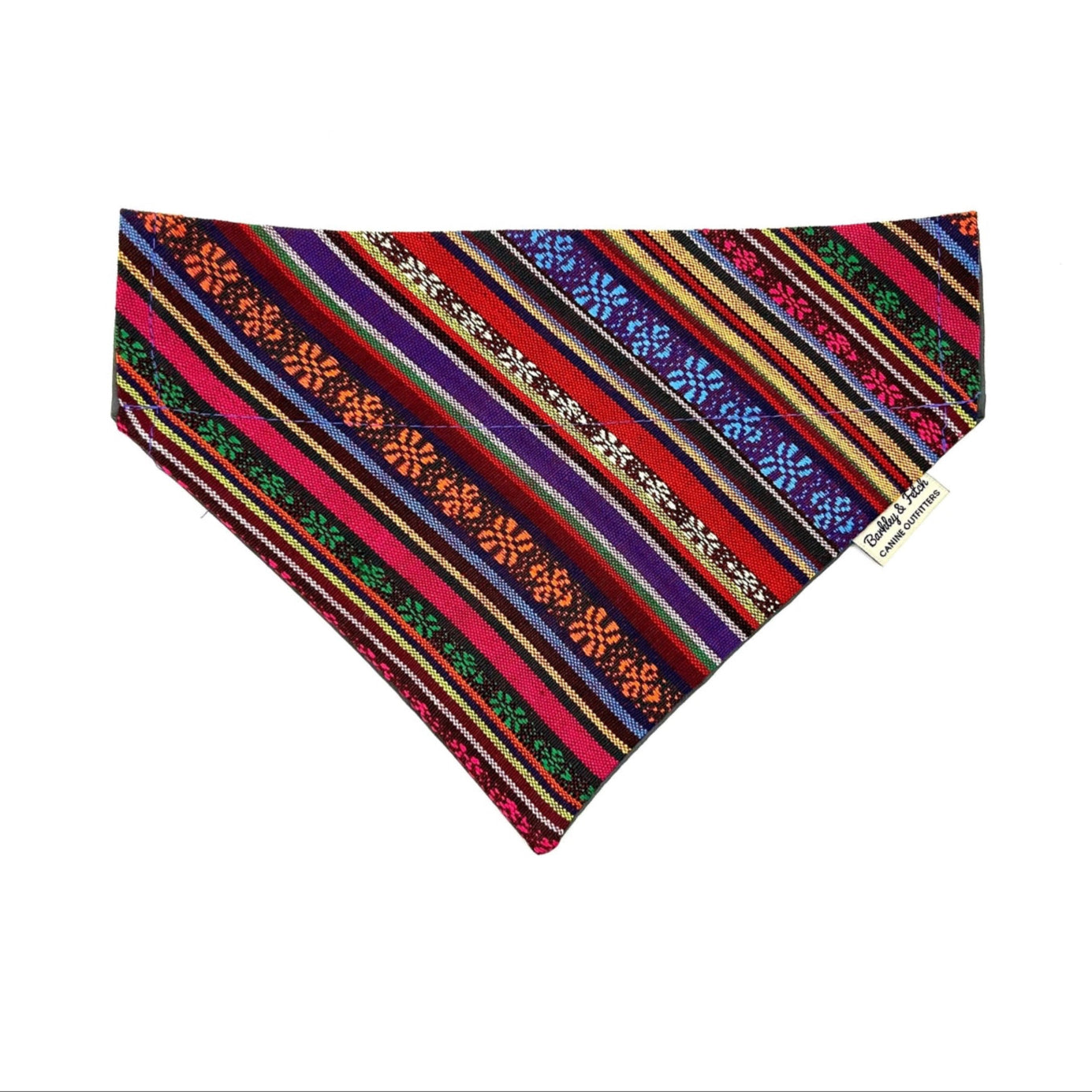 Handmade colourful Mexican dream print dog bandana to thread through a collar