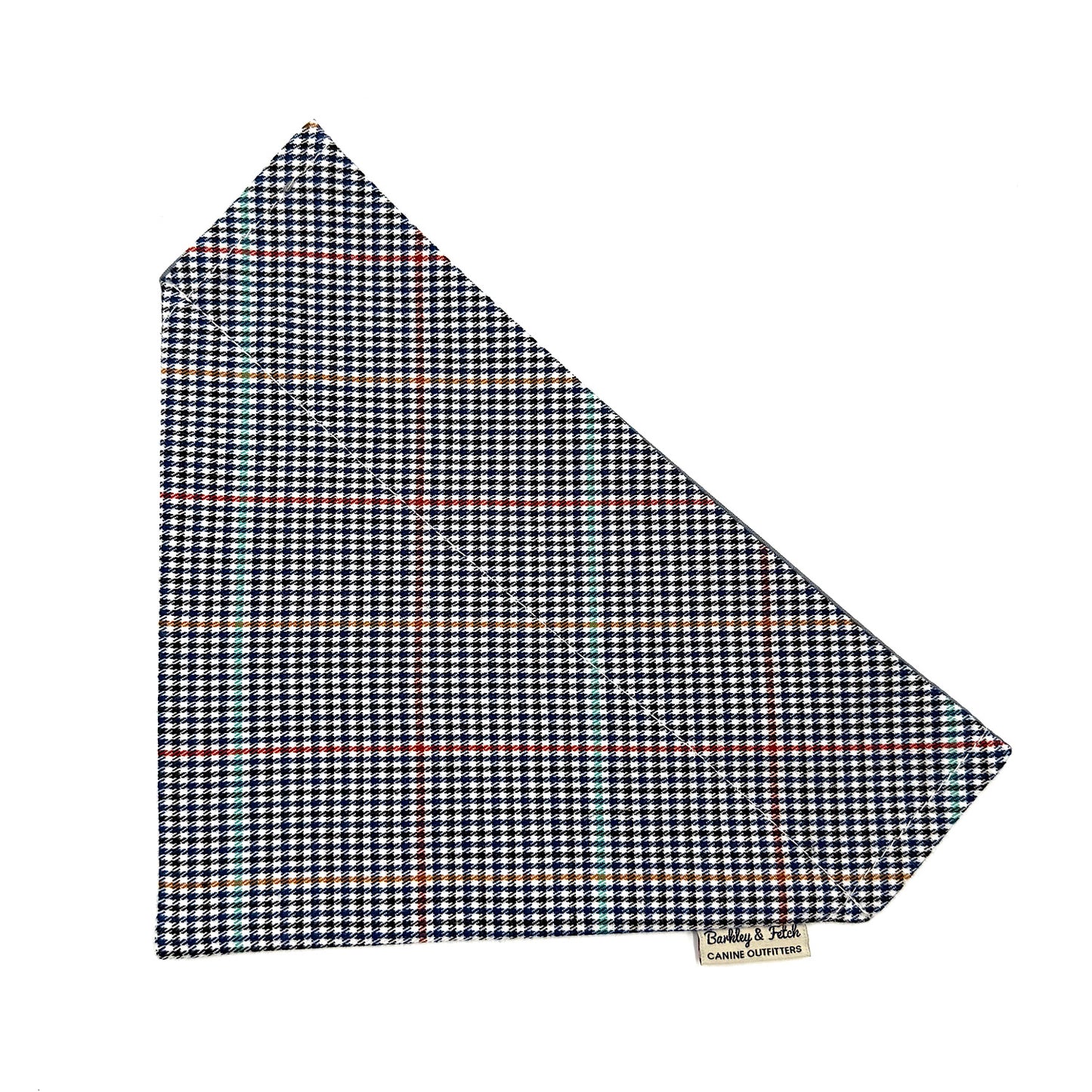 Navy Dogtooth Check Dog Bandana