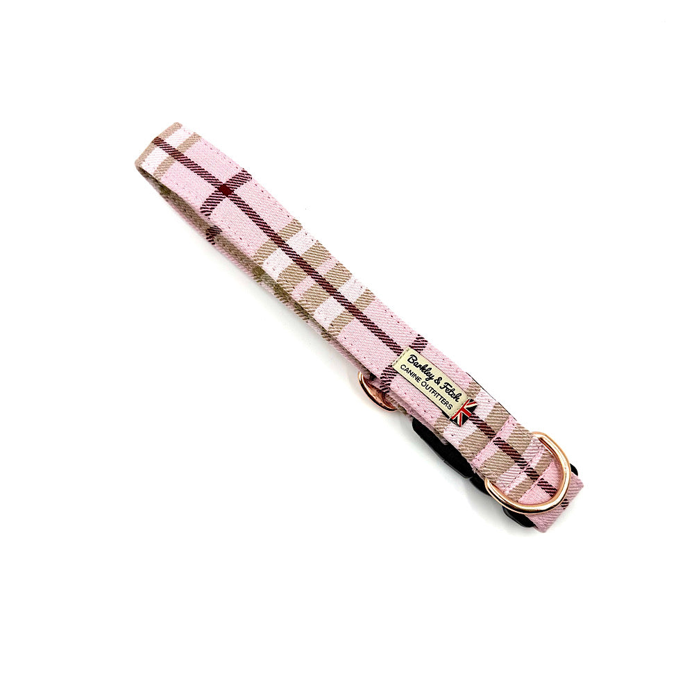 Pale Pink Tartan Dog Collar