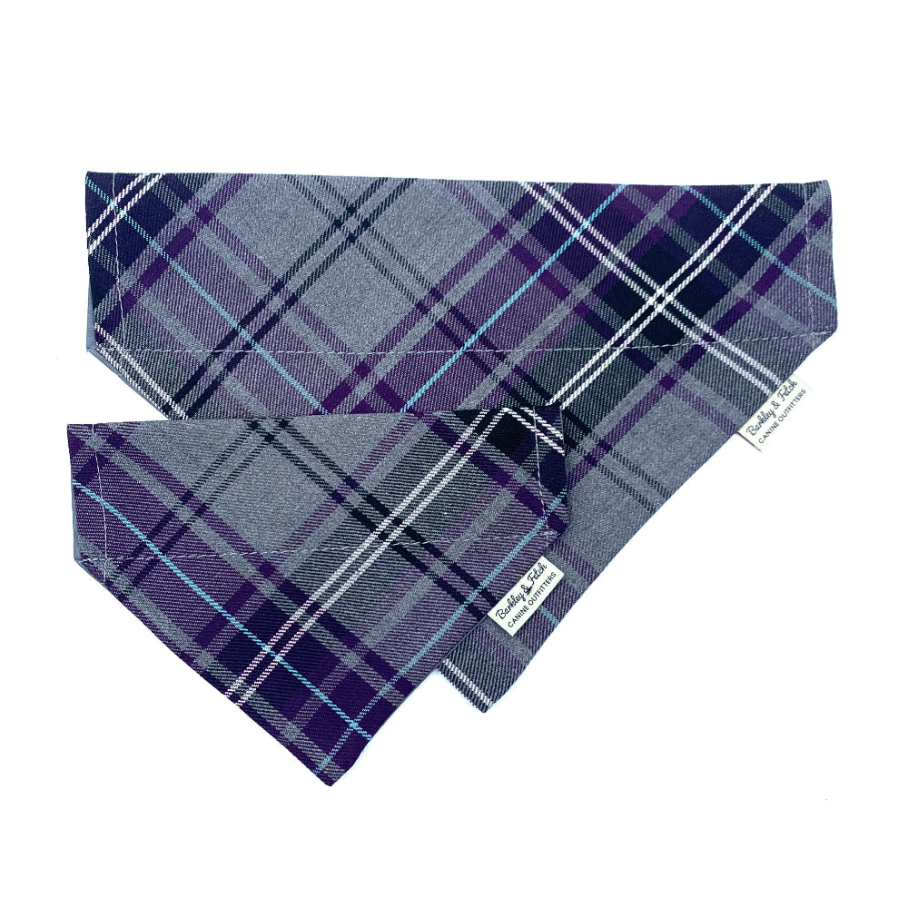 Purple/Grey Tartan Dog Bandana