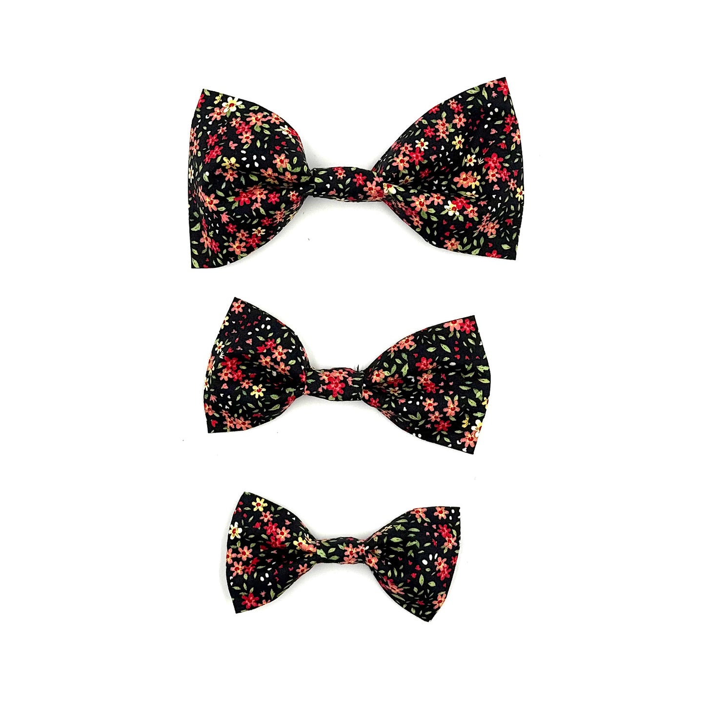 Black Ditsy Floral Print Dog Bow
