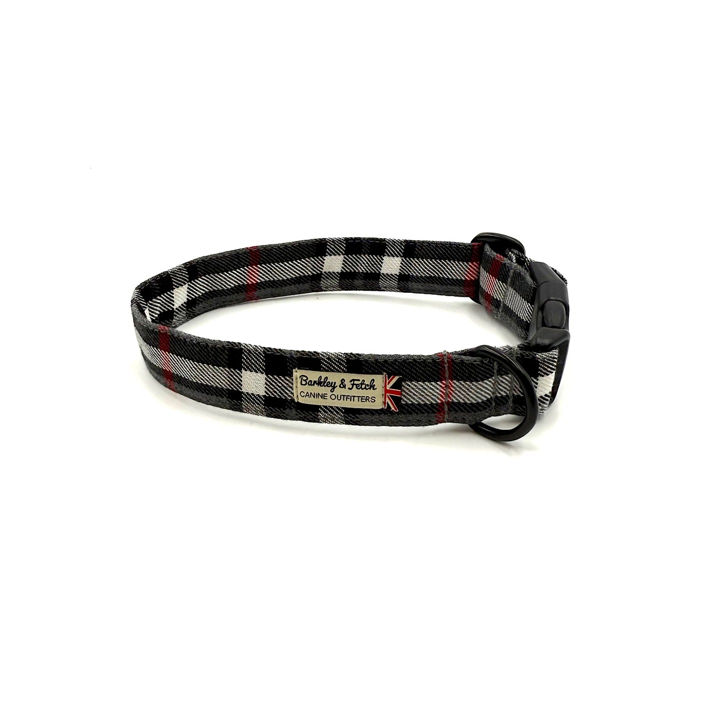 Grey/White Tartan Dog Collar