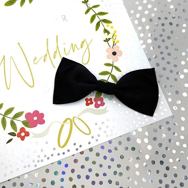 Black Satin Wedding Dog Bowtie