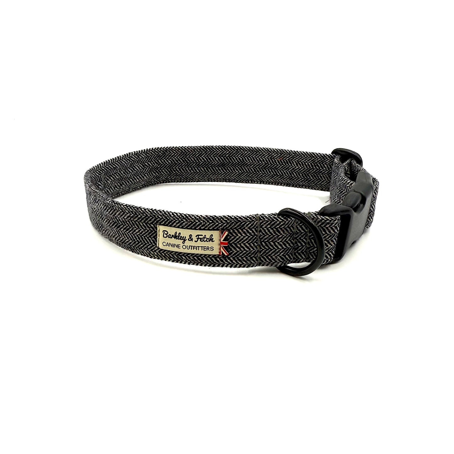 Grey Herringbone Dog Collar