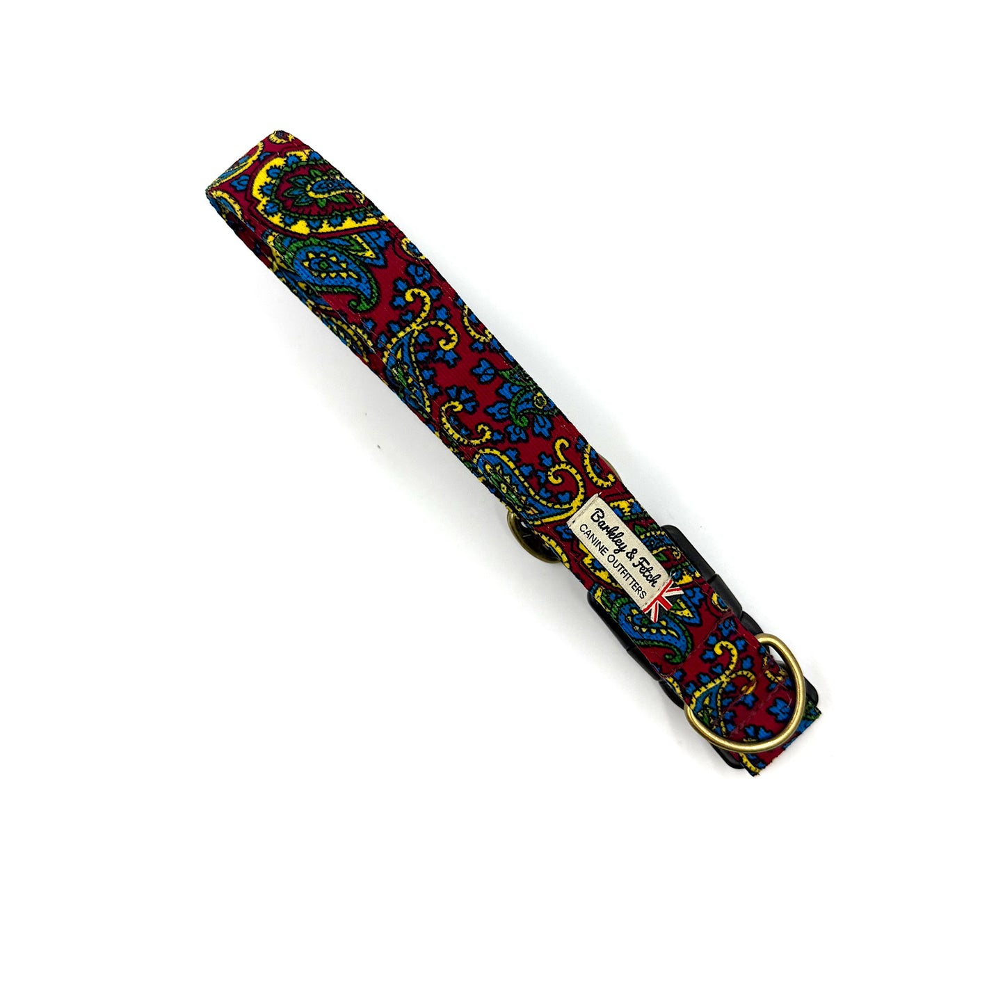 Cherry Paisley Corduroy Dog Collar