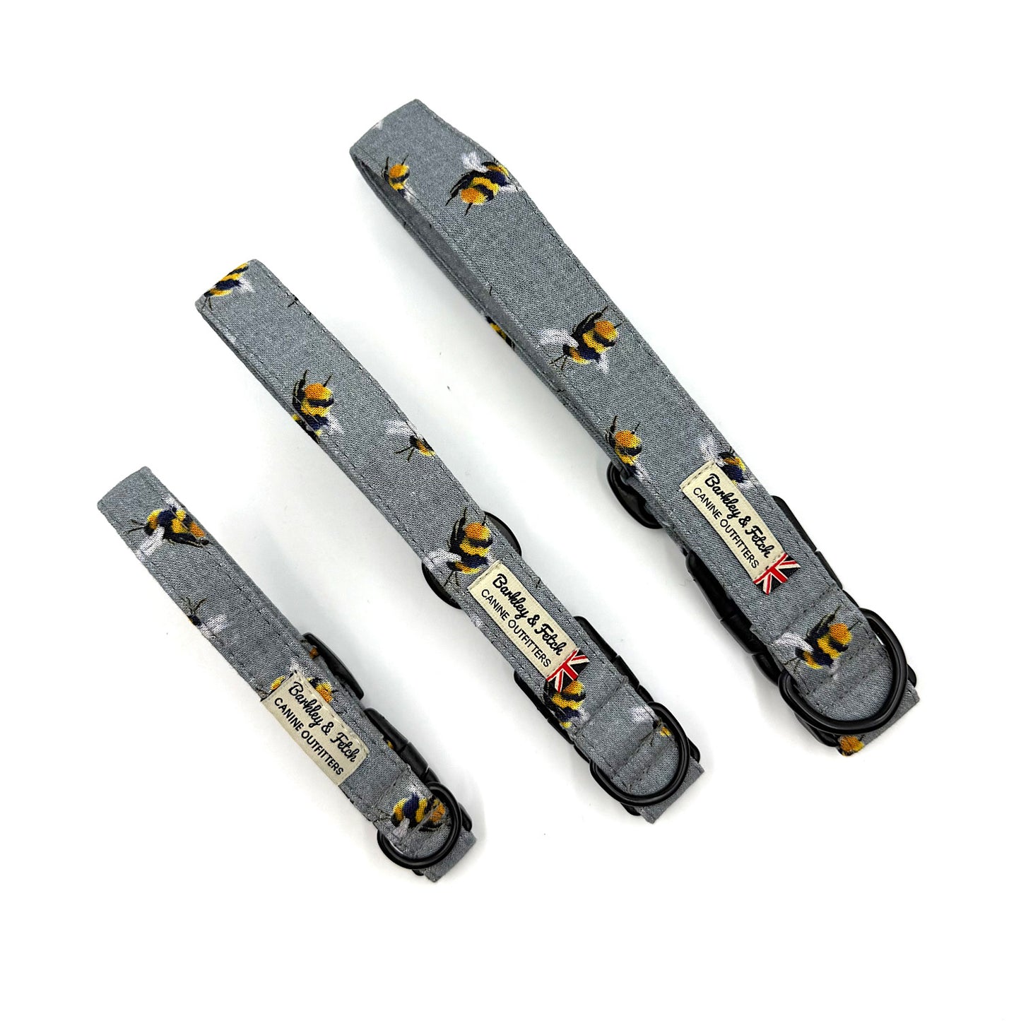 Bee Print Dog Collar-Grey