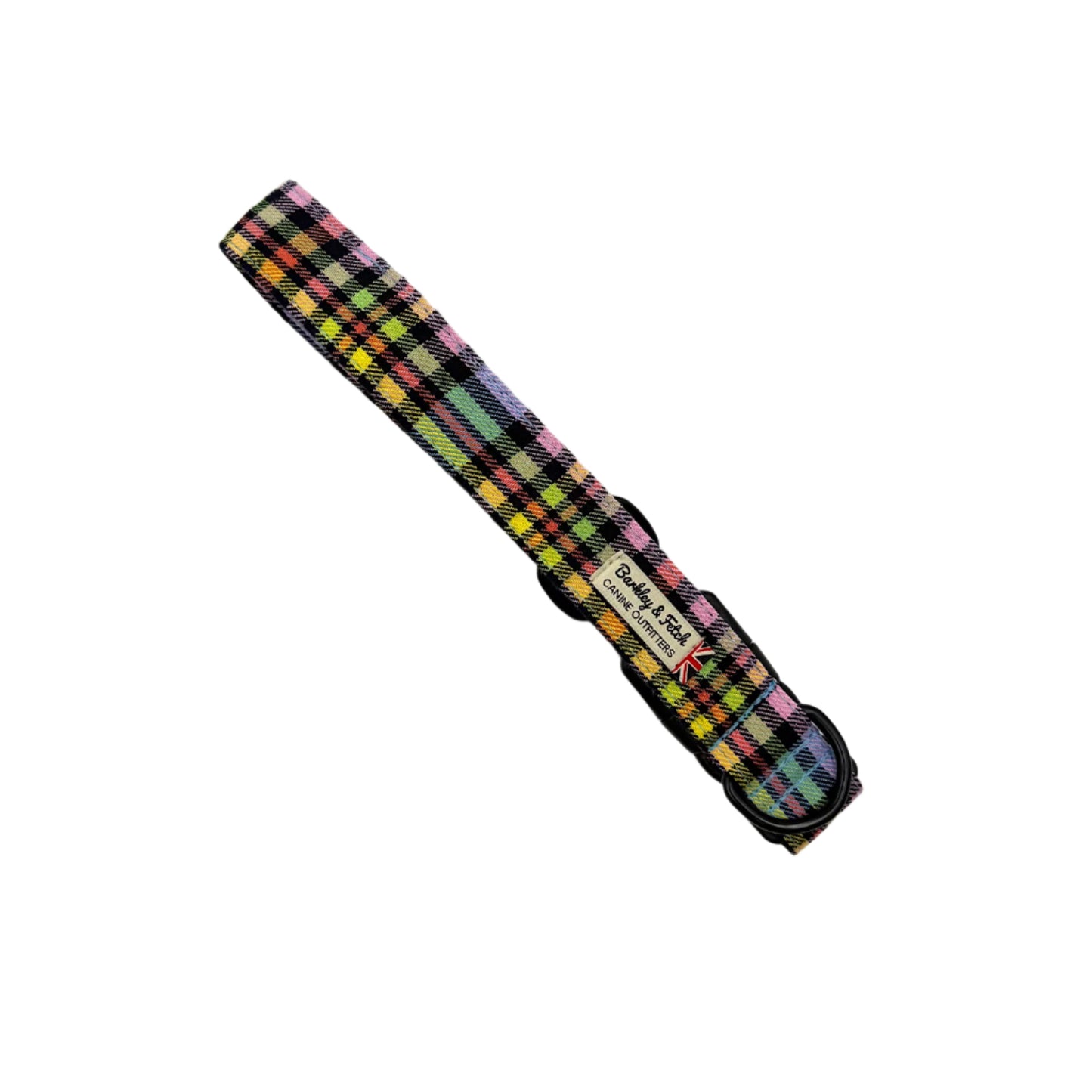 Pastel Rainbow Check Dog Collar