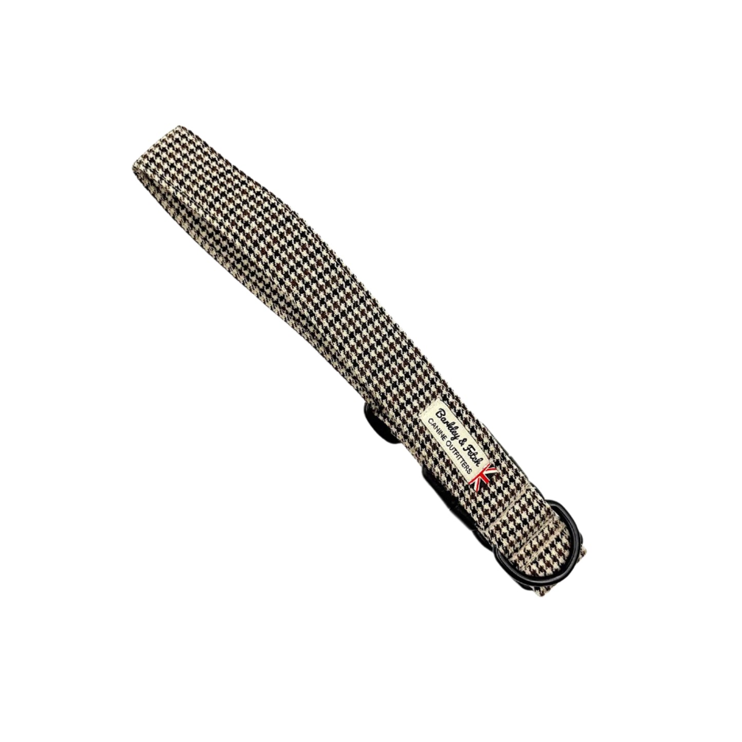 dog collar on white background with barkley and fetch brand label