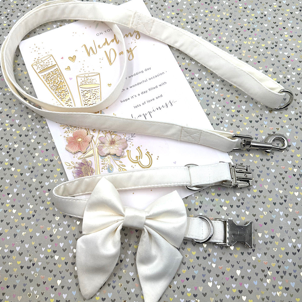 Ivory Satin Wedding Dog Lead
