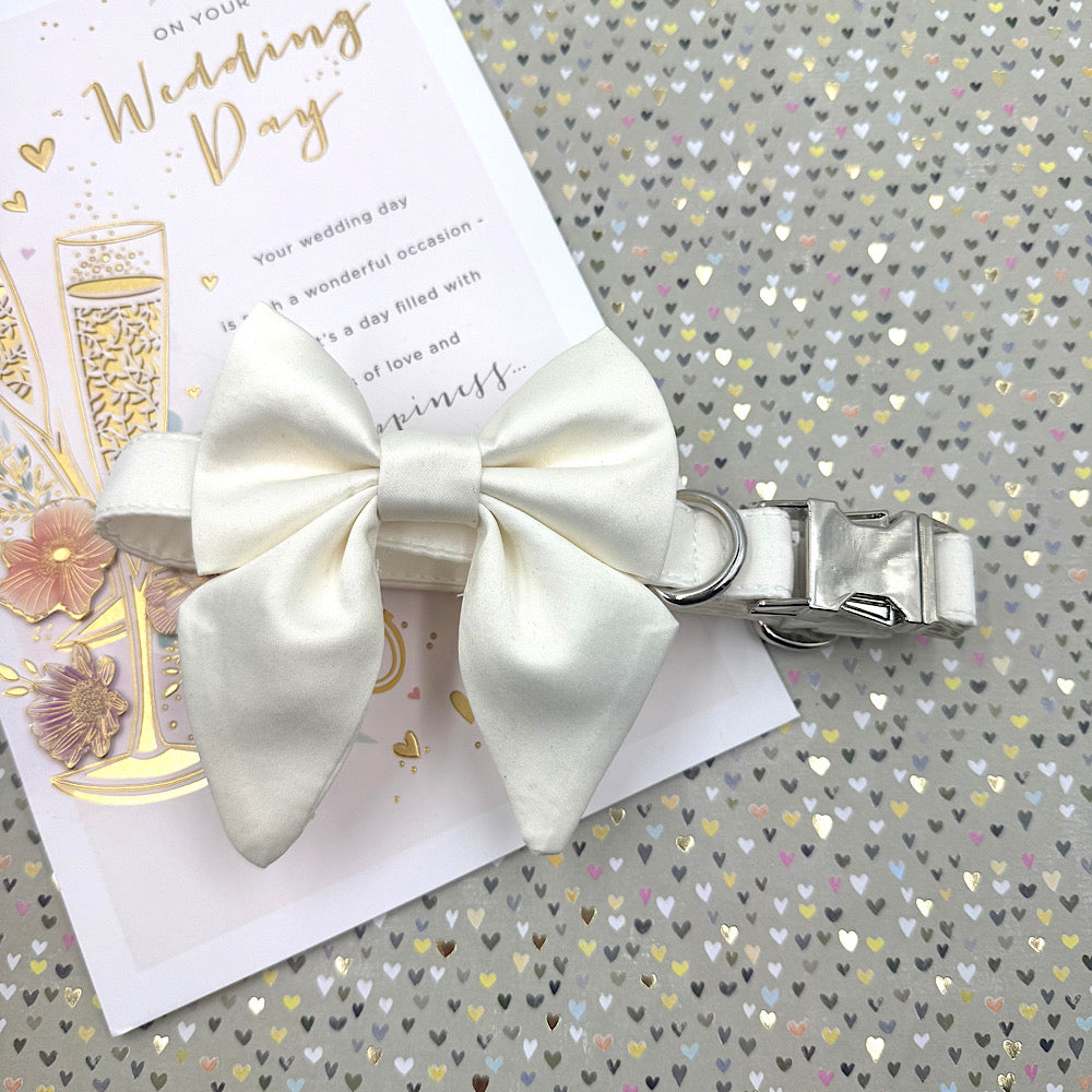 Ivory Satin Wedding Dog Collar