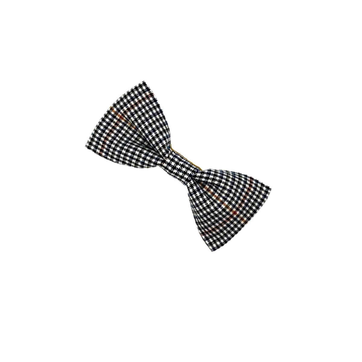 Black and white checkered bow tie on a white background