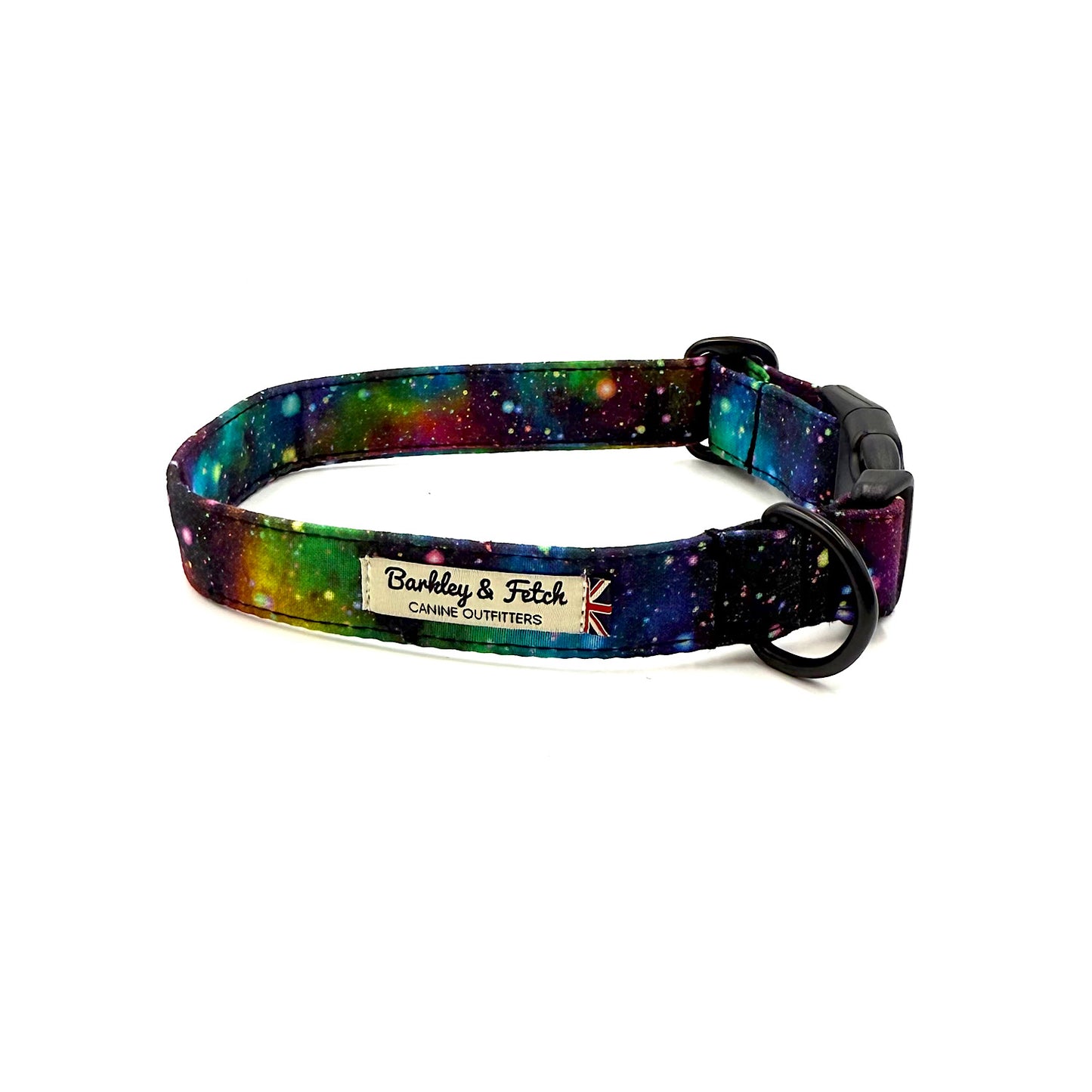 Dog collar with galaxy pattern on a white background