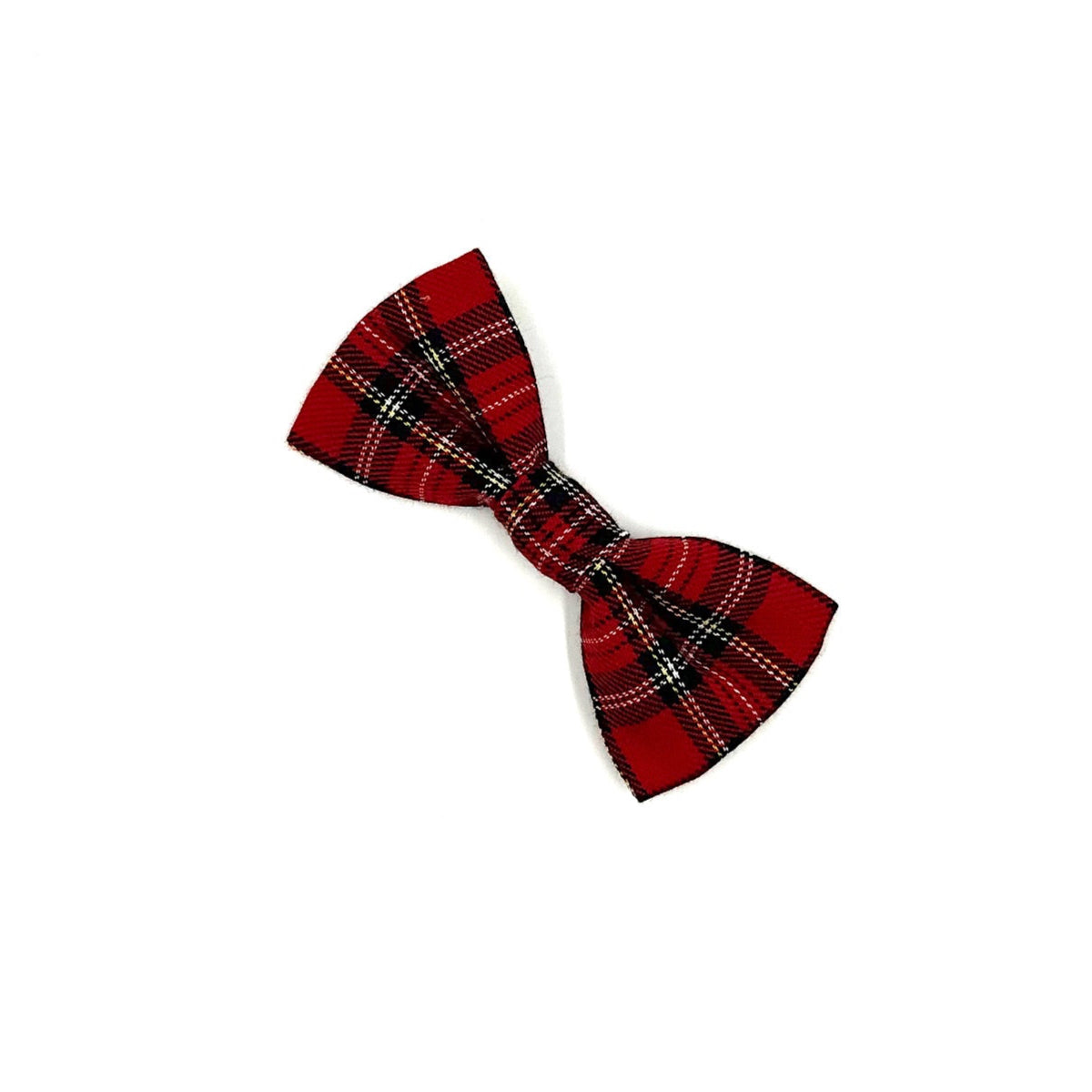 Red plaid bow tie on a white background