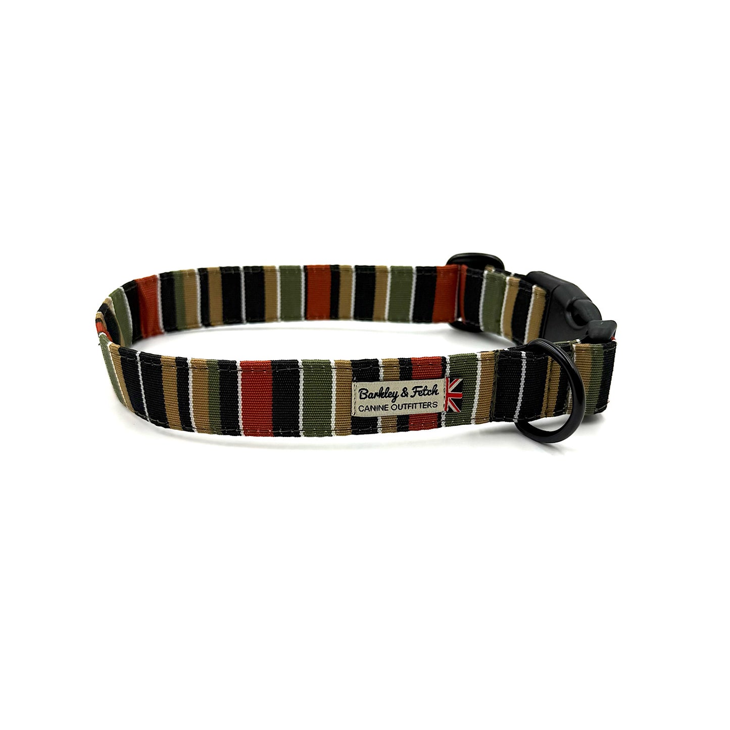 Dog collar with striped pattern on a white background