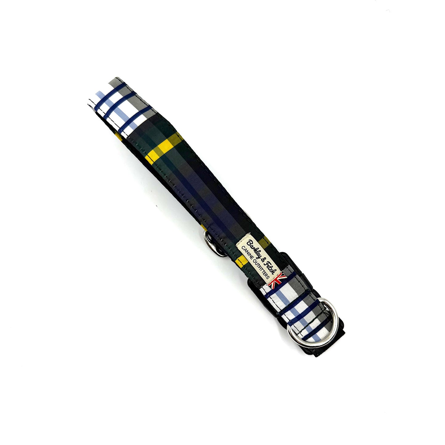 Dog collar with colorful pattern on a white background