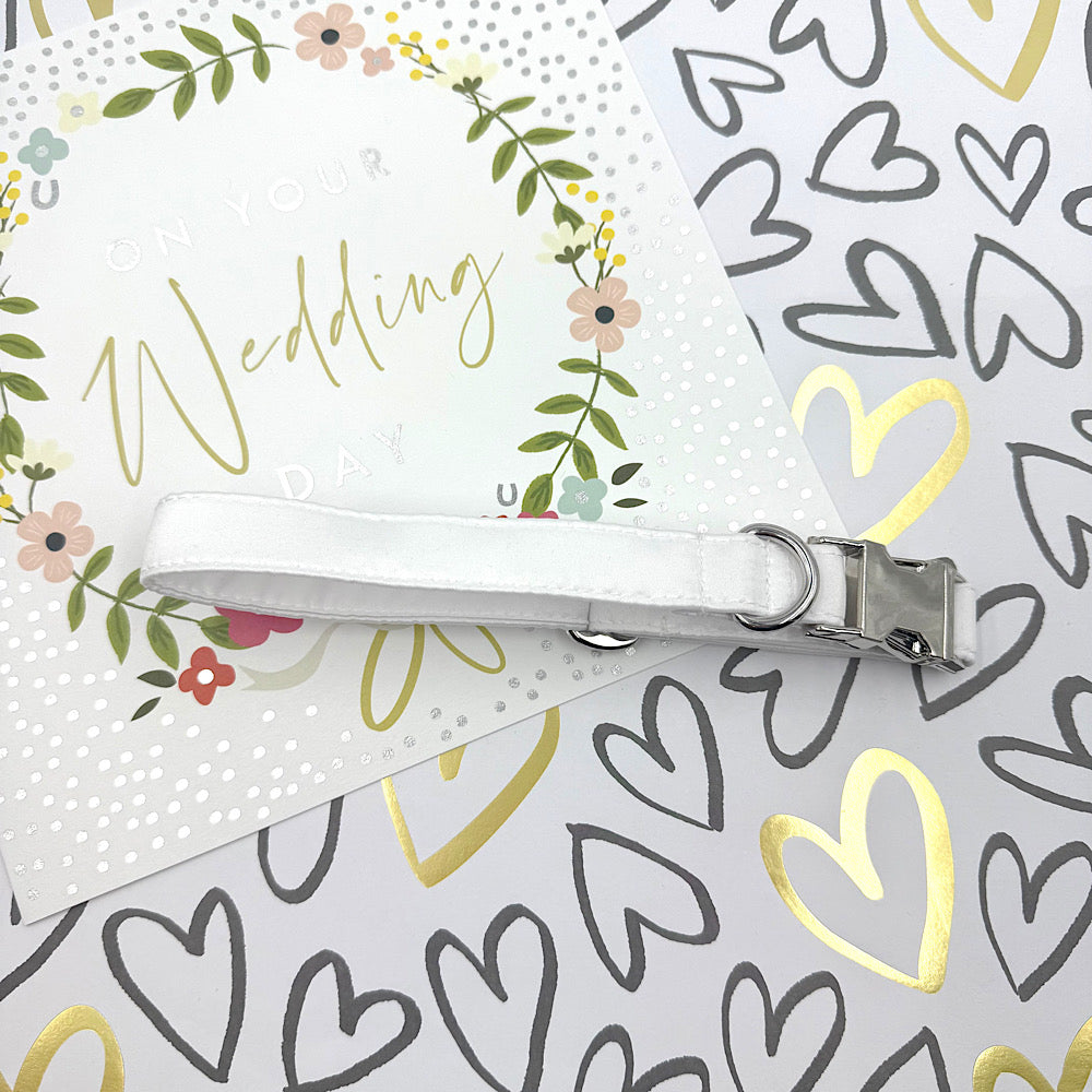 White Satin Wedding Dog Collar