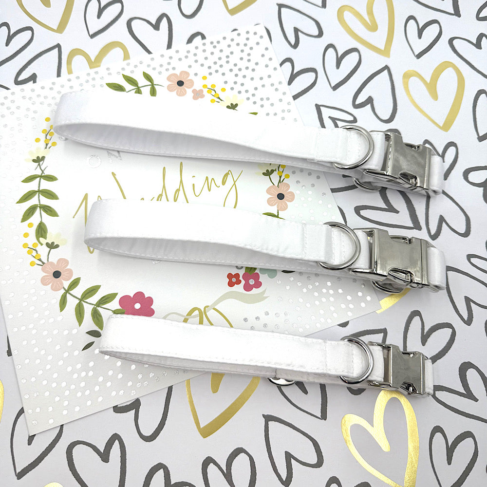 White Satin Wedding Dog Collar