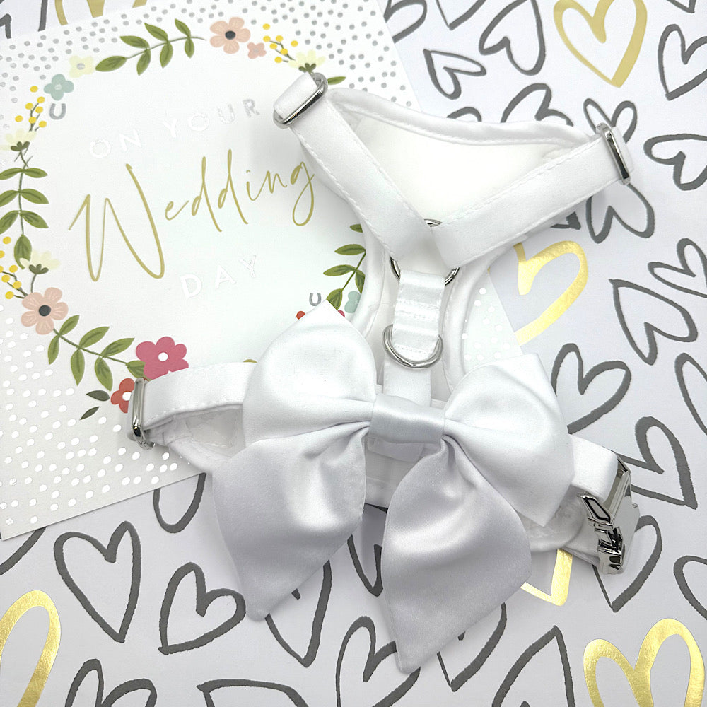 White Bridal Lace Wedding Dog Harness