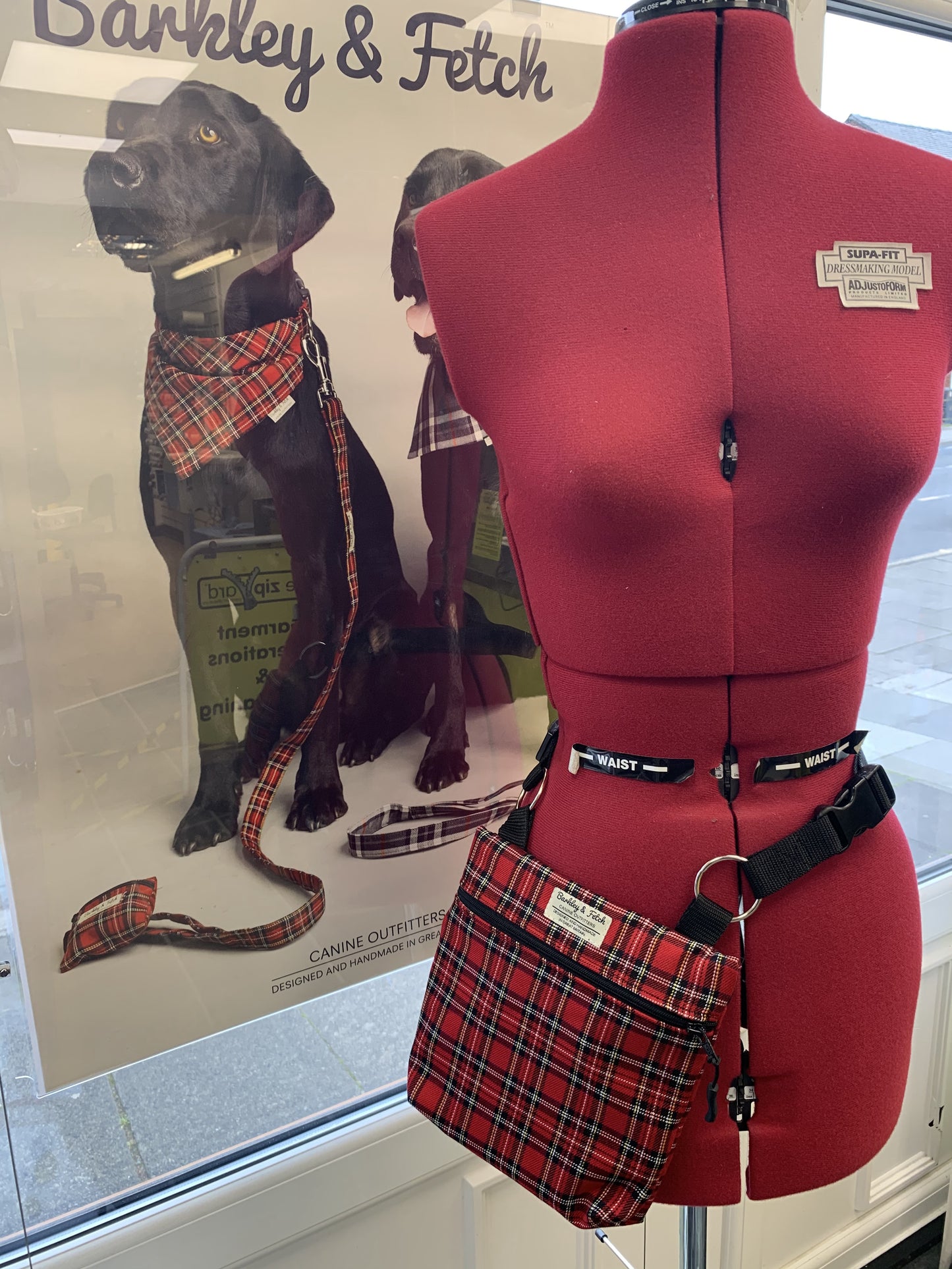 Red Tartan Dog Walk and Treat Bag