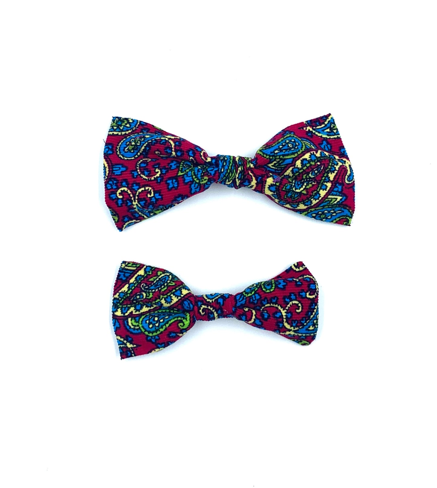 Cherry Paisley Corduroy Dog Bowtie