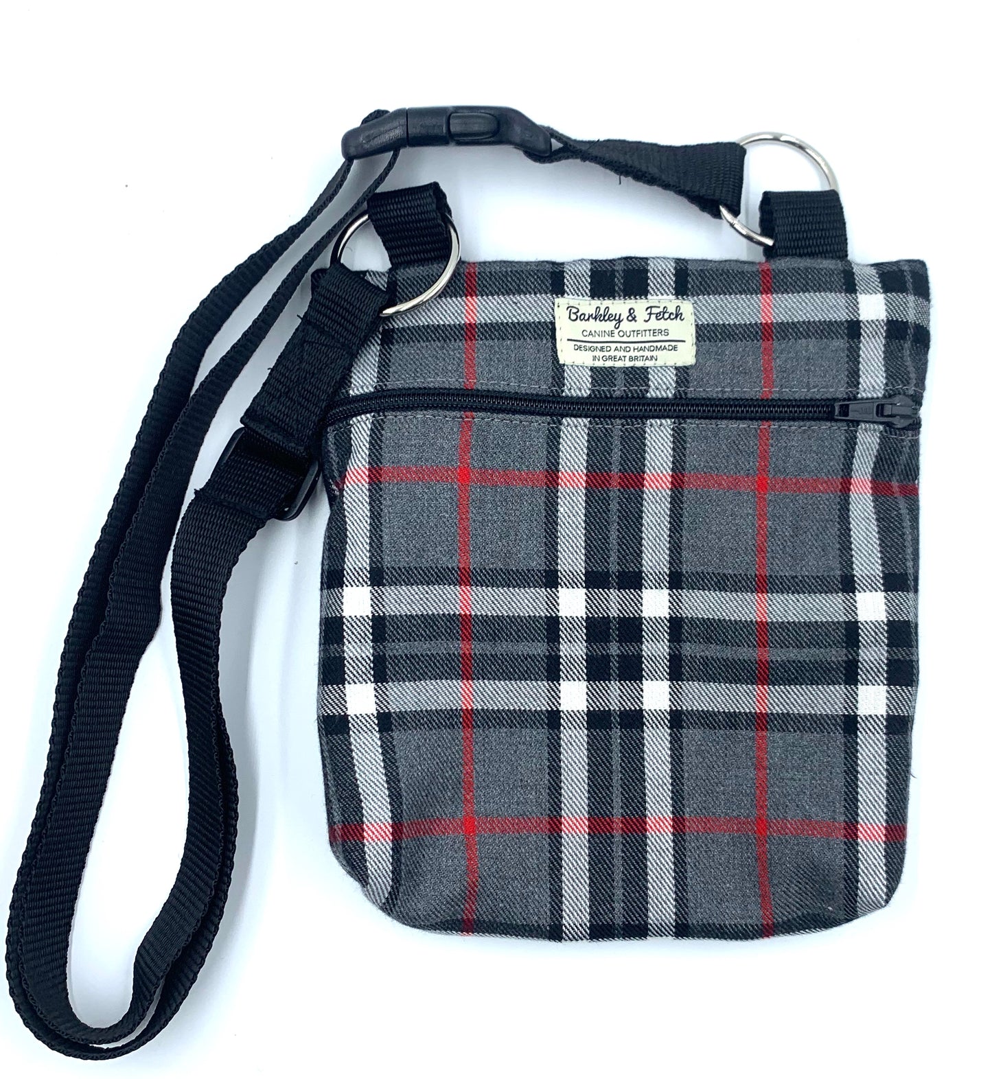 Grey/White Tartan Dog Walk and Treat Bag